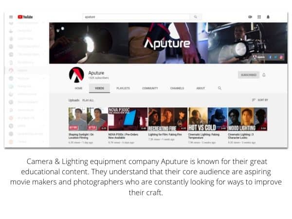 Camera & Lighting equipment company Apture is known for their great educational content