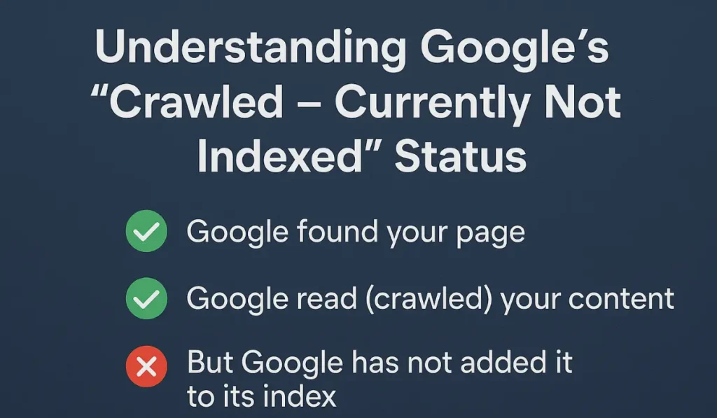 Understanding Google's “Crawled – Currently Not Indexed” Status